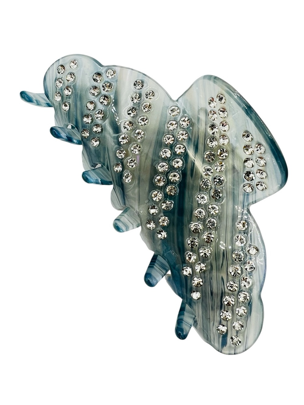 Light Blue Rhinestone Stripe Hair Clip New